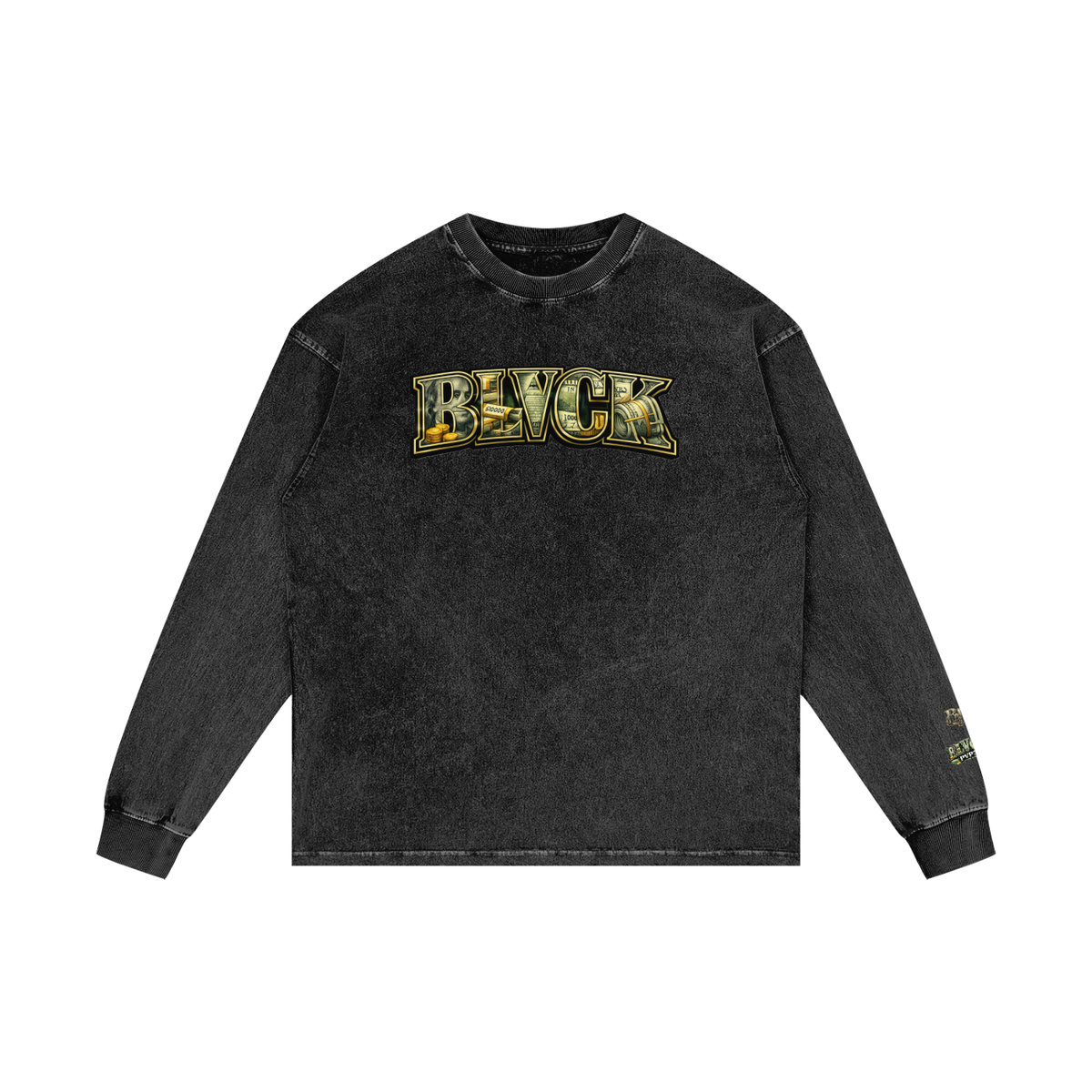 Oversized Acid Wash Long Sleeve Tee — BLVCKPVP3R
